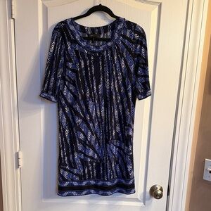 BCBGMaxAzria ANIA Black and Blue Printed Short Dress